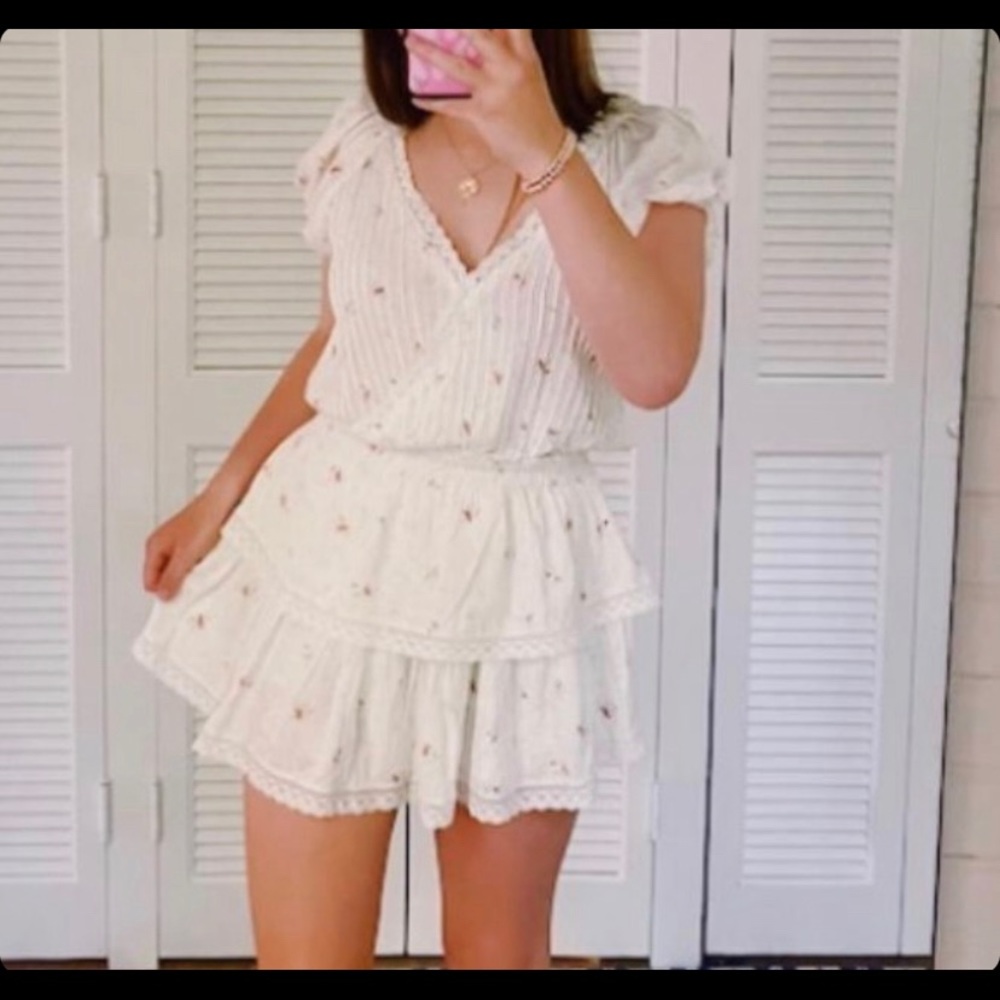 Isabelles Cabinet Ruffle Mini Dress White Floral